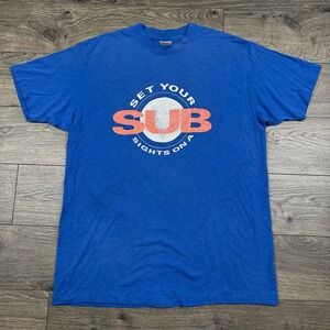Vintage Arbys Shirt Adult‎ XL Blue Set Your Sights on a Sub Employee Promo